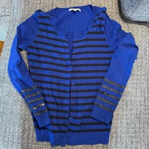 GAP Blue and Black Striped Women's Cardigan